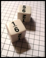 Dice : Dice - 6D - Math Dice - White with Black Fractions